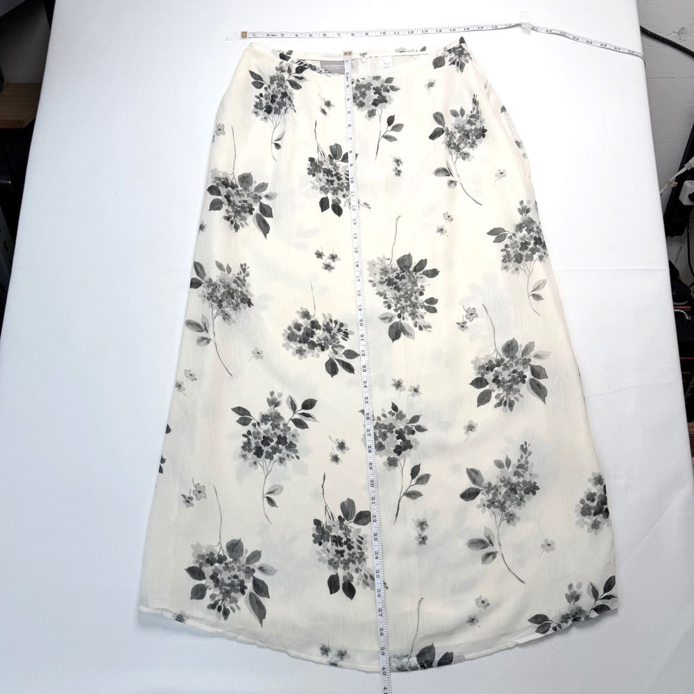 NWT Y2K Liz Claiborne Flowy Floral Minimalist Maxi Skirt Sz 14 Coquette Romantic - Picture 7 of 9